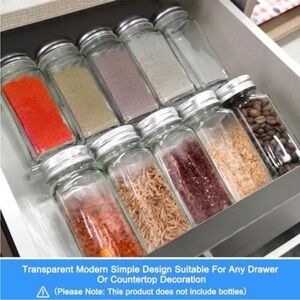 Sterilite Drawer Spice Rack Organizer Insert Pantry Kitchen Clear Plastic‎